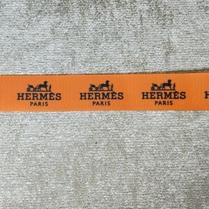 Hermes Orange & Black  Ribbon 1" Wide 3 Yards